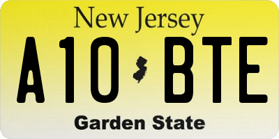 NJ license plate A10BTE