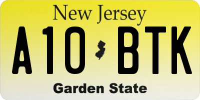 NJ license plate A10BTK