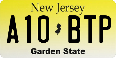 NJ license plate A10BTP