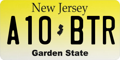 NJ license plate A10BTR