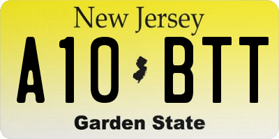 NJ license plate A10BTT