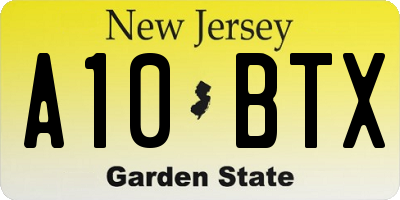 NJ license plate A10BTX