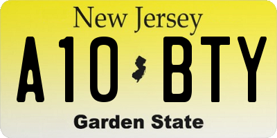 NJ license plate A10BTY