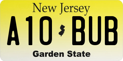 NJ license plate A10BUB