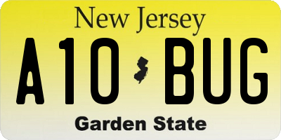 NJ license plate A10BUG