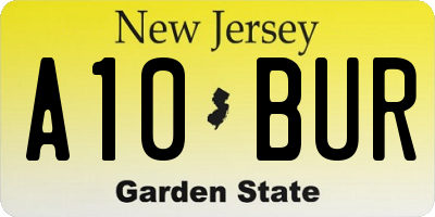 NJ license plate A10BUR