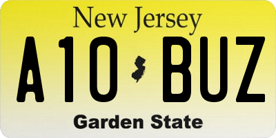 NJ license plate A10BUZ