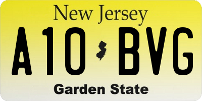 NJ license plate A10BVG