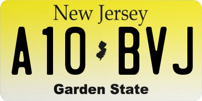 NJ license plate A10BVJ