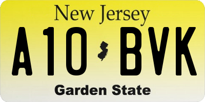 NJ license plate A10BVK