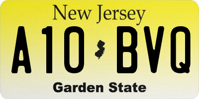 NJ license plate A10BVQ