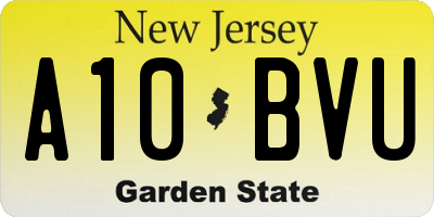 NJ license plate A10BVU