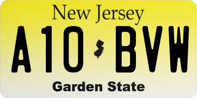 NJ license plate A10BVW