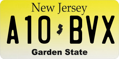 NJ license plate A10BVX