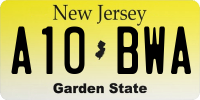 NJ license plate A10BWA