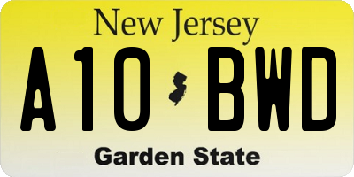 NJ license plate A10BWD