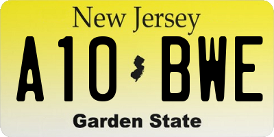 NJ license plate A10BWE