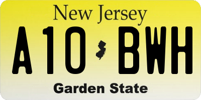 NJ license plate A10BWH