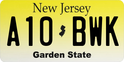NJ license plate A10BWK