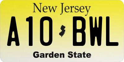 NJ license plate A10BWL