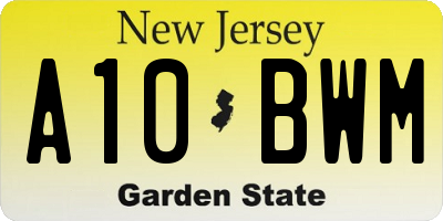 NJ license plate A10BWM