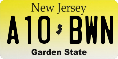 NJ license plate A10BWN