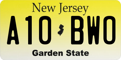 NJ license plate A10BWO