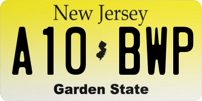 NJ license plate A10BWP