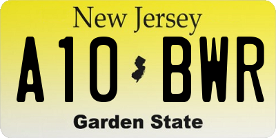 NJ license plate A10BWR