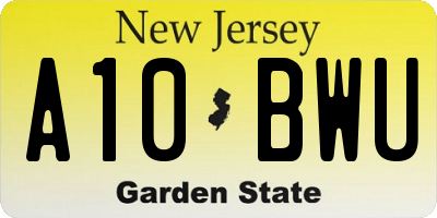 NJ license plate A10BWU