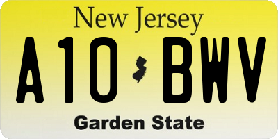 NJ license plate A10BWV