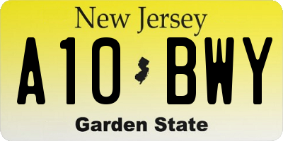 NJ license plate A10BWY