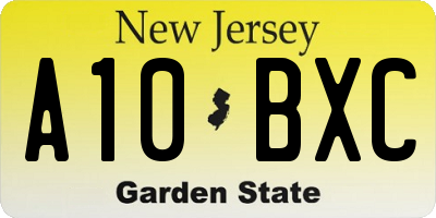 NJ license plate A10BXC