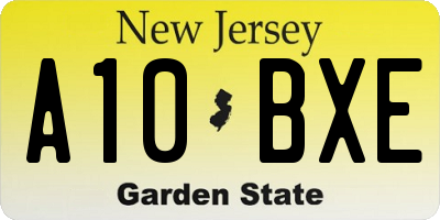 NJ license plate A10BXE