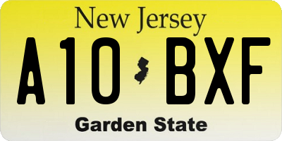 NJ license plate A10BXF