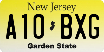 NJ license plate A10BXG