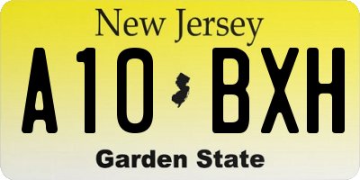 NJ license plate A10BXH