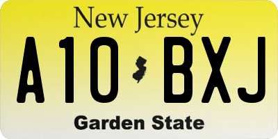 NJ license plate A10BXJ