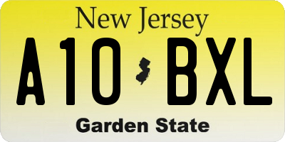 NJ license plate A10BXL