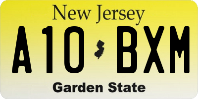 NJ license plate A10BXM