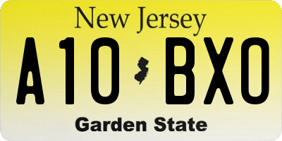 NJ license plate A10BXO