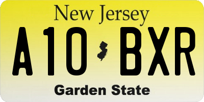 NJ license plate A10BXR