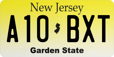 NJ license plate A10BXT