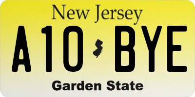 NJ license plate A10BYE