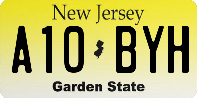 NJ license plate A10BYH