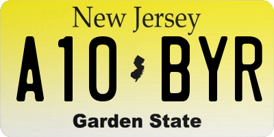 NJ license plate A10BYR