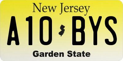 NJ license plate A10BYS