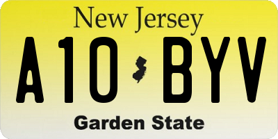 NJ license plate A10BYV