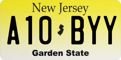 NJ license plate A10BYY