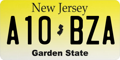 NJ license plate A10BZA